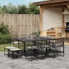 Ensemble à manger de jardin 11 pcs coussins noir résine tressée 643506643506