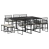 Ensemble à manger de jardin 11 pcs coussins noir résine tressée 643506643506