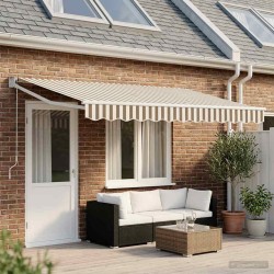 Auvent rétractable Gris clair et blanc 4 × 3 m 643513643513