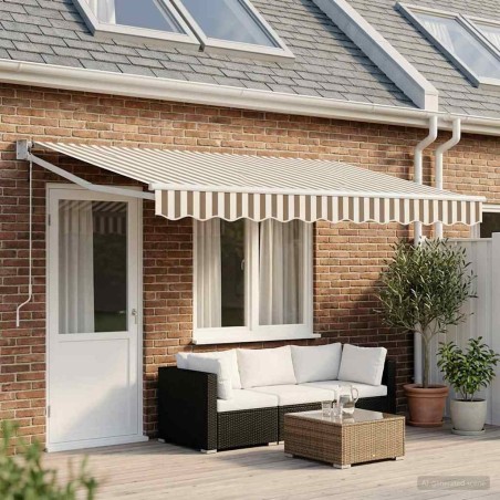 Auvent rétractable Gris clair et blanc 4 × 3 m 643513643513