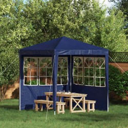 Mur de tente de fête 2 pcs 200 x 195 cm Bleu PE et acier 643520643520