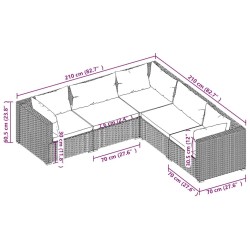 Salon de jardin 5 pcs avec coussins résine tressée marron 643537643537