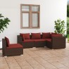 Salon de jardin 5 pcs avec coussins résine tressée marron 643538643538