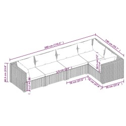 Salon de jardin 5 pcs avec coussins résine tressée marron 643539643539