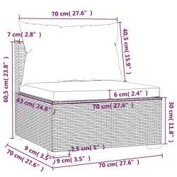 Salon de jardin 5 pcs avec coussins résine tressée marron 643539643539