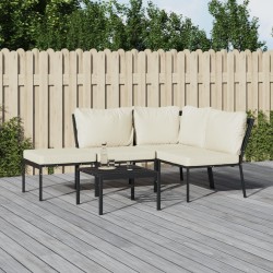 Salon de jardin 5 pcs avec coussins sable acier 643541643541