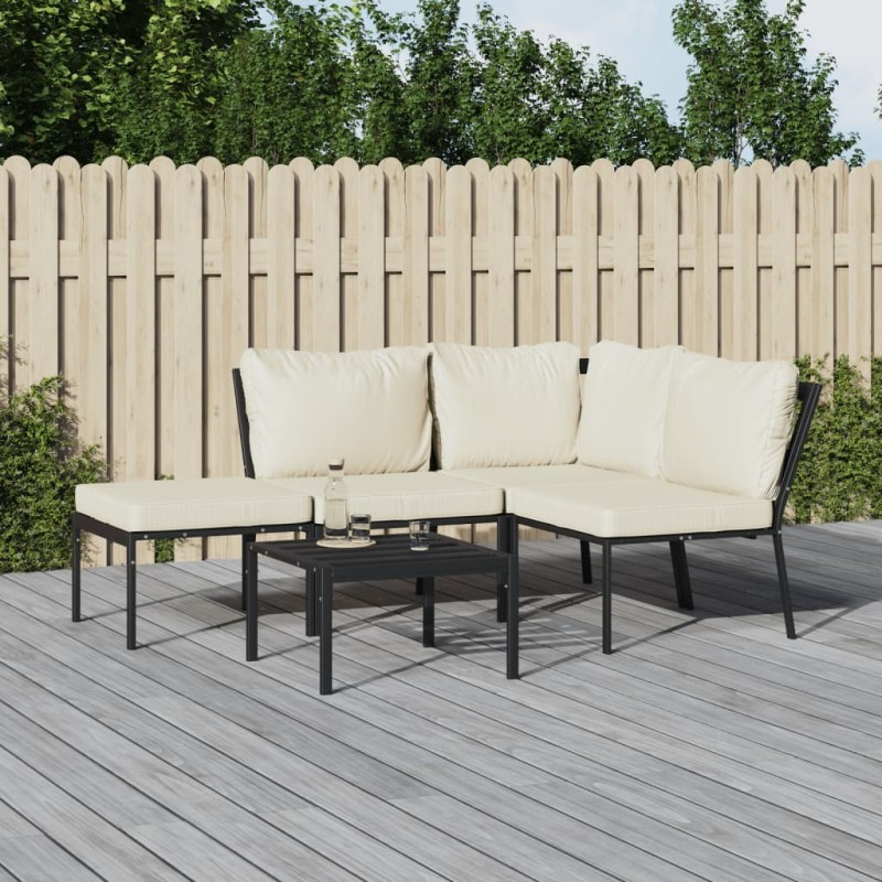 Salon de jardin 5 pcs avec coussins sable acier 643541643541