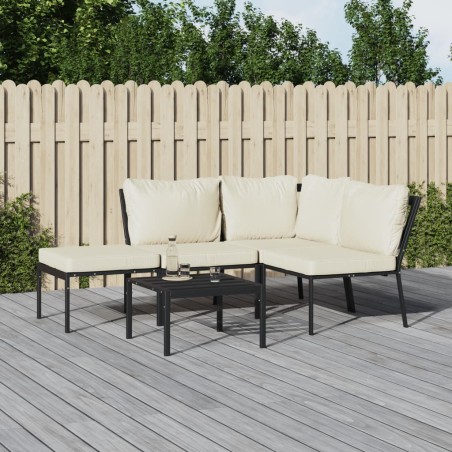 Salon de jardin 5 pcs avec coussins sable acier 643541643541