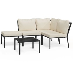 Salon de jardin 5 pcs avec coussins sable acier 643541643541