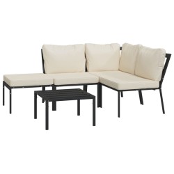 Salon de jardin 5 pcs avec coussins sable acier 643541643541