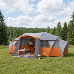 Tente familiale avec auvent imperméable tunnel Gris et orange 643543643543
