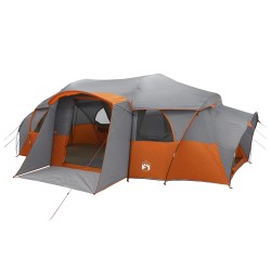 Tente familiale avec auvent imperméable tunnel Gris et orange 643543643543