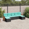 Salon de jardin 7 pcs avec coussins noir résine tressée 643545643545