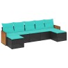Salon de jardin 7 pcs avec coussins noir résine tressée 643545643545