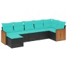 Salon de jardin 7 pcs avec coussins noir résine tressée 643546643546