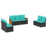 Salon de jardin 7 pcs avec coussins noir résine tressée 643549643549