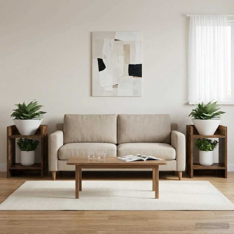 Support de Plante 2 pc Chêne Fumé 30 x 30 x 40 cm 643576643576