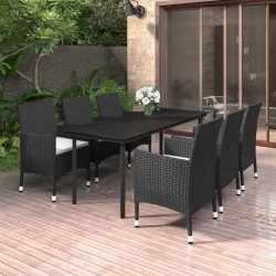 Ensemble à manger de jardin coussins 7 pcs Résine tressée Verre 643578643578