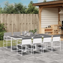 Ensemble à manger de jardin avec coussins 9 pcs blanc textilène 643579643579