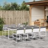 Ensemble à manger de jardin avec coussins 9 pcs blanc textilène 643579643579