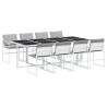 Ensemble à manger de jardin avec coussins 9 pcs blanc textilène 643579643579