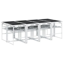 Ensemble à manger de jardin avec coussins 9 pcs blanc textilène 643579643579