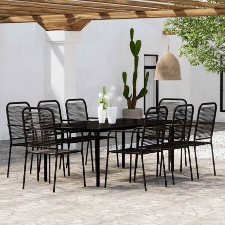Ensemble à manger de jardin 9 pcs Noir 643581643581