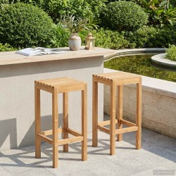 Tabouret de bar 2 pcs Naturel Bois de teck massif 643586643586
