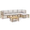 Salon de jardin 6 pcs avec coussins gris clair bambou 643587643587
