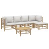 Salon de jardin 6 pcs avec coussins gris clair bambou 643587643587