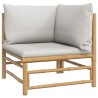 Salon de jardin 6 pcs avec coussins gris clair bambou 643587643587