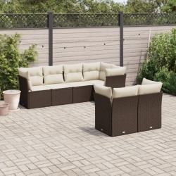 Salon de jardin avec coussins 7 pcs marron résine tressée 643601643601