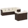 Salon de jardin avec coussins 7 pcs marron résine tressée 643601643601