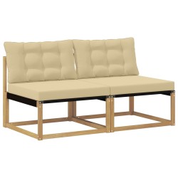 Sofa de milieu extérieur Bois d'acacia massif et Textilène 643608643608