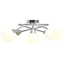 Plafonnier avec abat-jour en verre 5 ampoules E14 Blanc Bol 643617643617