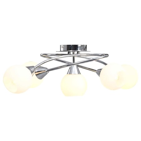 Plafonnier avec abat-jour en verre 5 ampoules E14 Blanc Bol 643617643617