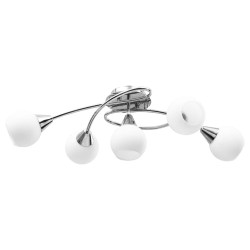 Plafonnier avec abat-jour en verre 5 ampoules E14 Blanc Bol 643617643617