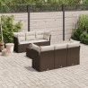 Salon de jardin avec coussins 7 pcs marron résine tressée 643618643618
