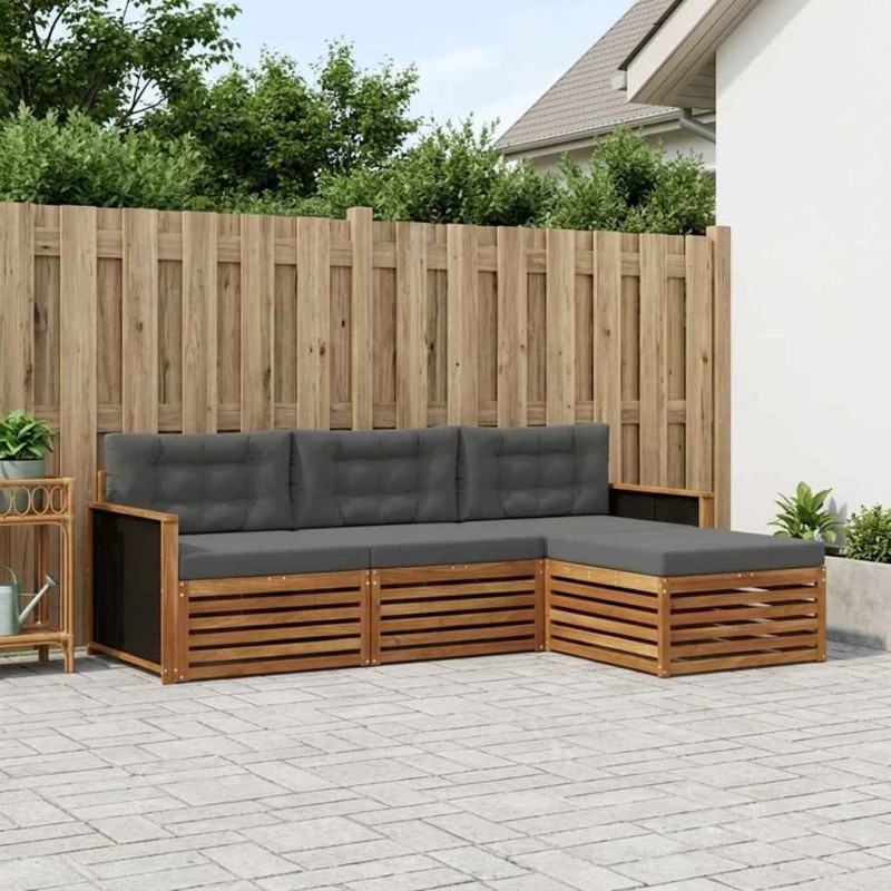 Ensemble de canapés d'extérieur 4 pcs Naturel et Anthracite 643621643621