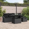 Ensemble de canapé de jardin avec coussin 6 pcs Noir polyrotin 643622643622