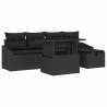 Ensemble de canapé de jardin avec coussin 6 pcs Noir polyrotin 643622643622