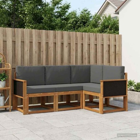 Ensemble de canapés d'extérieur 4 pcs Naturel et Anthracite 643623643623