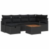 Ensemble de canapé de jardin avec coussin 7 pcs Noir Poly rotin 643625643625
