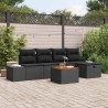 Ensemble de canapé de jardin avec coussin 6 pcs Noir Poly rotin 643626643626