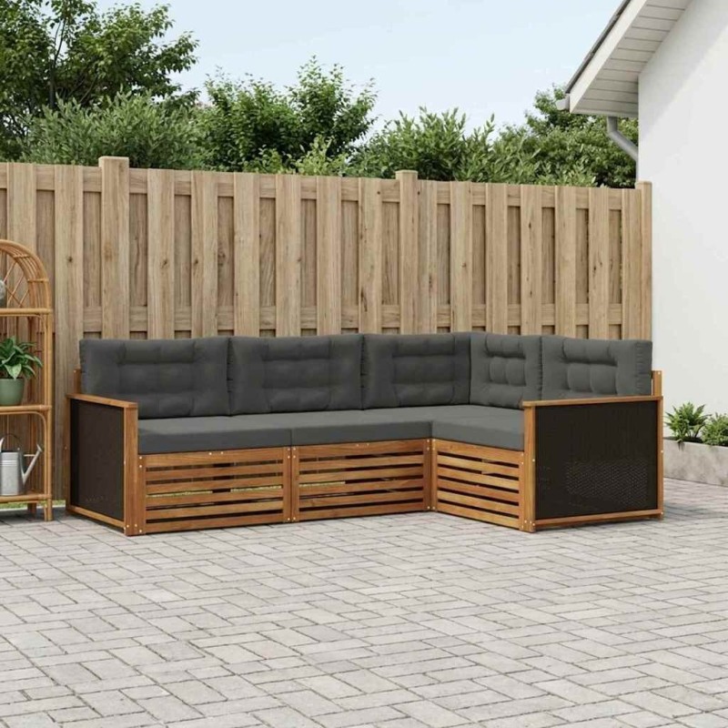Ensemble de canapés d'extérieur 4 pcs Naturel et Anthracite 643630643630