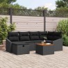 Ensemble de canapé de jardin avec coussin 7 pcs Noir Poly rotin 643632643632