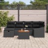 Ensemble de canapé de jardin avec coussin 7 pcs Noir Poly rotin 643632643632