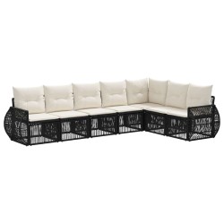 Ensemble de canapé de jardin 7 pcs Noir et blanc crème 643634643634