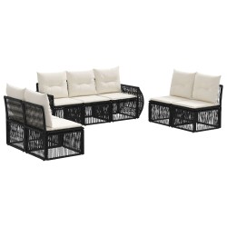 Ensemble de canapé de jardin 7 pcs Noir et blanc crème 643635643635