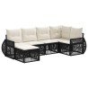 Ensemble de canapé de jardin 6 pcs Noir et blanc crème 643636643636